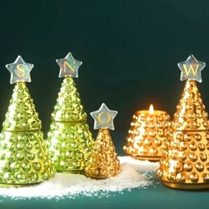 NEW ANTHROPOLOGIE Fresh Balsam & Cedarwood Glass Tree Candle K Monogram